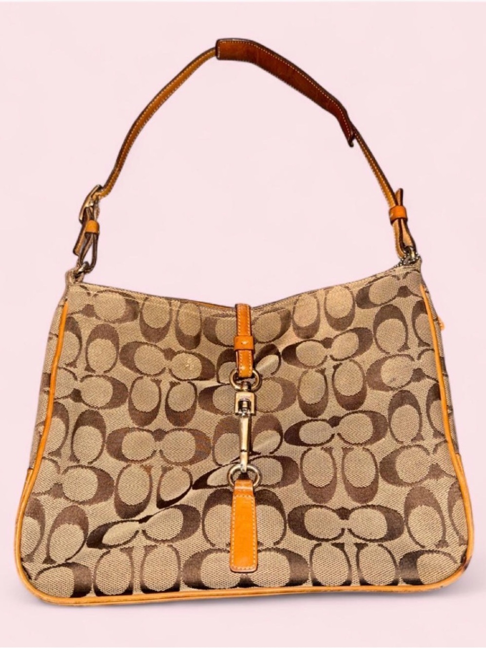 Vintage Coach Hamptons Signature Soft Clip Hobo Bag